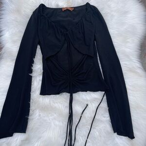 Chic Black Ruched Women's Blouse